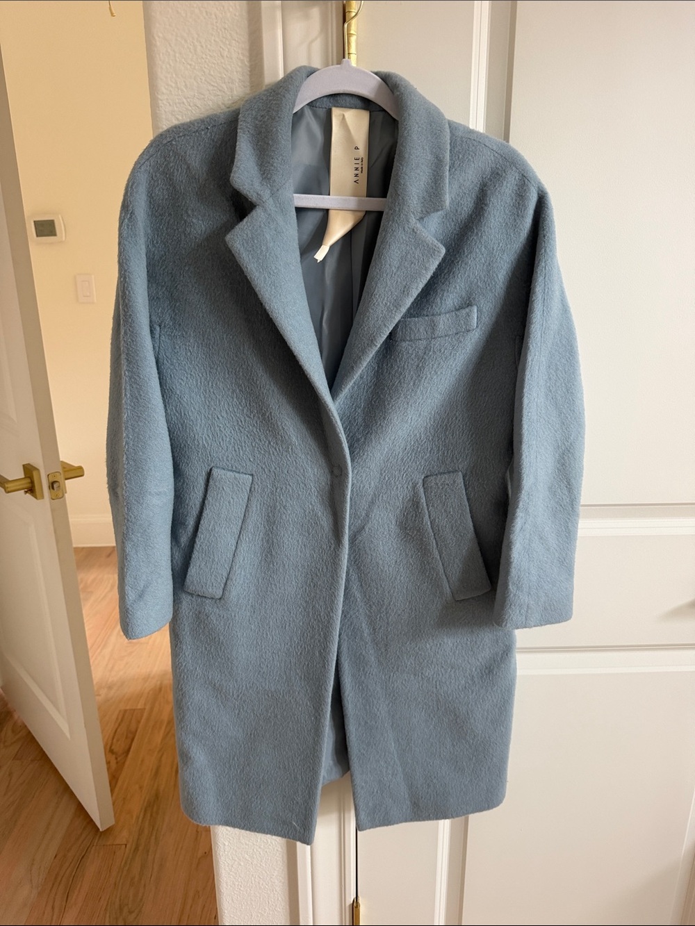 Annie Light Blue Wool-Blend Coat XS